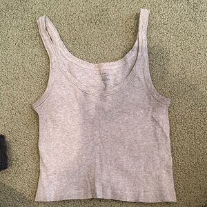 Brandy Melville Light Taupe Ribbed Scoop Tank
